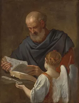 Images Dated 6th April 2021: Saint Matthew and the Angel, c. 1645 / 1648. Creator: Simone Cantarini