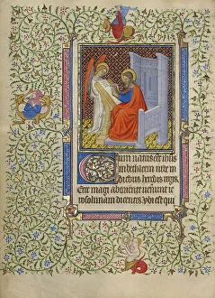 Master Of Egerton 1070 Prints: Saint Matthew; Book of Hours, about 1410. Creator: Unknown