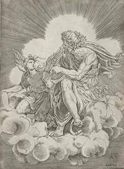Clouds Collection: Saint Matthew, dated 1518. Creator: Agostino Veneziano