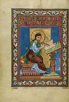 Tax Inspector Prints: Saint Matthew; Gospel Book, about 1120-1140. Creator: Unknown