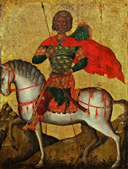 Byzantine Icon Gallery: Saint Menas on horseback, Mid of the 15th cen