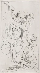 Testa Pietro Prints: Saint Michael the Archangel crushing the demon underfoot, 1700-1800. Creator: Anon