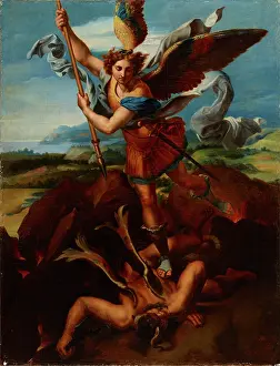 Copy Prints: Saint Michael the Archangel Vanquishing Satan, 1830. Creator: Rafal Hadziewicz