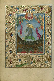 Winged Figures Prints: Saint Michael Battling the Devil; Book of Hours, about 1460. Creator: Unknown