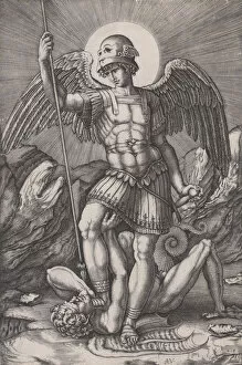 Fight Collection: Saint Michael, ca. 1514-16. Creator: Agostino Veneziano