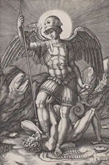 Holy Prints: Saint Michael, ca. 1514-16. Creator: Agostino Veneziano
