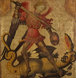 St Michael Gallery: Saint Michael and the Dragon, ca. 1405. Creator: Spanish (Valencian) Painter (active in Italy)