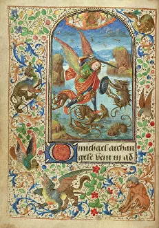 Burgundian Prints: Saint Michael; Prayer Book of Charles the Bold, 1469. Creator: Lieven van Lathem
