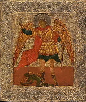 Moscow School Prints: Saint Michael slaying the demon, between 1600 and 1700. Creator: Moscow School
