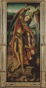 Tableau Prints: Saint Michael slaying the dragon, after Bermejo, between 1875 and 1900. Creator: Unknown