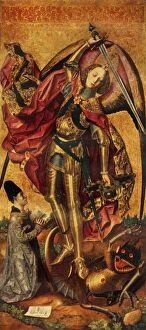 Winged Figure Gallery: Saint Michael Triumphs over the Devil, 1468, (1946). Creator: Bartolome Bermejo