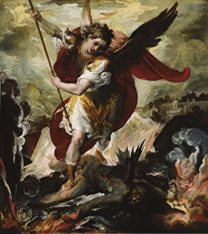 Images Dated 8th September 2014: Saint Michael Vanquishing Satan. Artist: Maffei, Francesco (ca 1600-1660)