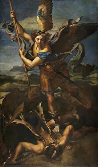 Saint Michael Vanquishing Satan, 1518. Artist: Raphael (1483-1520) Saint Michael Vanquishing Satan, 1518. Artist: Raphael (1483-1520)