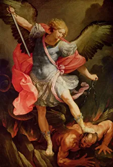Patron Prints: Saint Michael Vanquishing Satan, c. 1635. Creator: Reni, Guido (1575-1642)