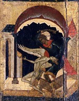 Roman Soldier Gallery: Saint Nicetas Vanquishing Satan (Detail), 16th century. Artist: Russian icon