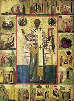 Images Dated 23rd February 2011: Saint Nicholas of Zaraisk with Scenes from His Life, early 16th century