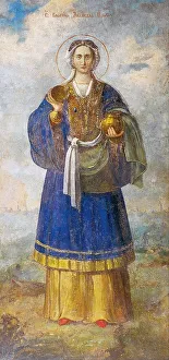Slavs Prints: Saint Olga, Princess of Kiev. Artist: Ancient Russian frescos