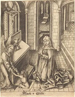 Cellar Prints: Saint Ottilia, c. 1475 / 1480. Creator: Israhel van Meckenem