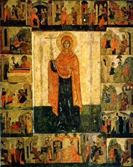 Pskov School Prints: Saint Paraskeva Pyatnitsa with Scenes from Her Life, 15th century