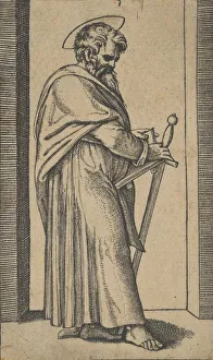 Raimondi Prints: Saint Paul holding a book and a sword facing right, ca. 1500-1540. Creator: Unknown
