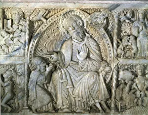 Images Dated 25th March 2015: Saint Paul indoctrinating Santa Tecla. Altar front in white marble in the cathedral of Tarragona