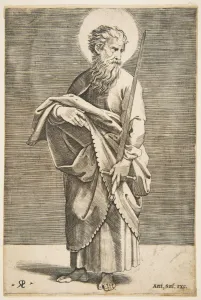 Dente Marco Prints: Saint Paul looking to the right and holding a sword and a book, ca. 1515-27
