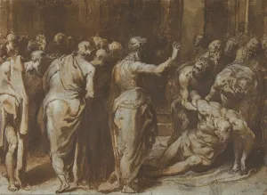 Taddeo Zuccaro Prints: Saint Paul Restoring Eutychus to Life, 1529-66. Creator: Taddeo Zuccaro