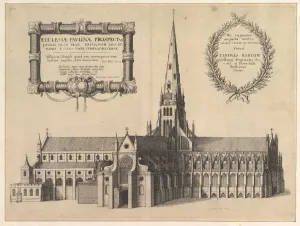 Wenceslaus And Xa0 Prints: Saint Pauls from the South Showing the Spire (Ecclesiae Paulinae Prospectus... ), 1657