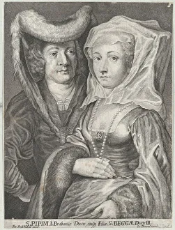 Reverse Copy Prints: Saint Pepin I and his daughter, Saint Begga, ca. 1650-1700. Creator: Anon
