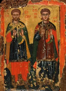 Saint Vincent Prints: Saint Peter, Saint Vincent and Saint Victor, between 1500 and 1600. Creator: Greek School