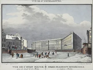 Saint Petersburg. The General Staff building on the Moika River embankment, 1830s