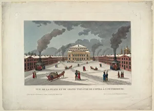 The Saint Petersburg Imperial Bolshoi Kamenny Theatre, c. 1811. Artist: Courvoisier-Voisin, Henri (1757-1830)