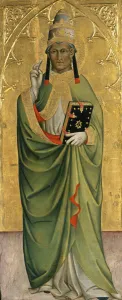 Gregory Prints: Saint Pope, ca 1400. Artist: Cennini, Cennino d Andrea (c. 1360-c. 1440)