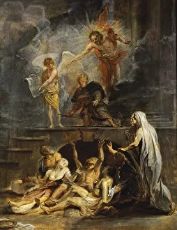 Jacopo Da Voragine Prints: Saint Roch as Patron of Plague Victims, 1623. Creator: Workshop of Peter Paul Rubens