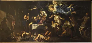 The Golden Legend Prints: Saint Rochh in Prison Visited by an Angel, 1567. Creator: Tintoretto, Jacopo (1518-1594)