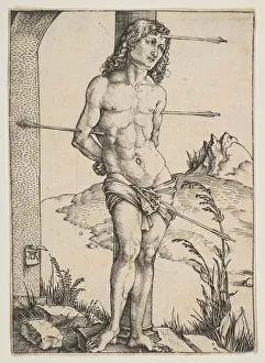 Martyred Prints: Saint Sebastian Bound to the Column, ca. 1499. Creator: Albrecht Durer