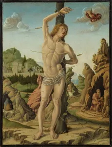 Patron Prints: Saint Sebastian in a Rocky Landscape with Saints Jerome