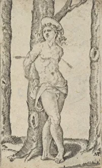 Marcantonio Gallery: Saint Sebastian tied to tree pierced with arrows, from the series Piccoli Santi... ca