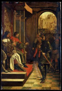 Diokletian Gallery: Saint Sebastien before the Emperors Diokletian and Maximian, late 15th century