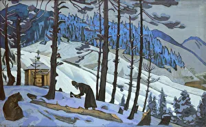 Roerich Prints: Saint Sergius the Builder, 1925. Artist: Nicholas Roerich