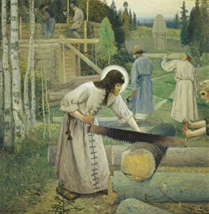 Saint Sergius labours (Triptych, Mid part), 1896. Artist: Nesterov, Mikhail Vasilyevich (1862-1942)
