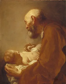 Venetian School Collection: Saint Simon with the Christ Child, 18th century. Creator: Angeli, Giuseppe (1712-1798)
