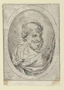 Looking Over Shoulder Prints: Saint Simon seen from behind, turning to the right and holding a saw