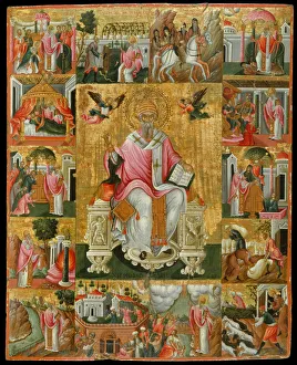 Saint Spyridon, Bishop of Trimythous with scenes from his life, Second Half of the 17th cen Artist: Poulakis, Theodore (1622-1692)