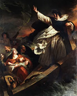 Thomas Aquinas St Prints: Saint Thomas d'Aquin prêchant la confiance en Dieu pendant la tempête