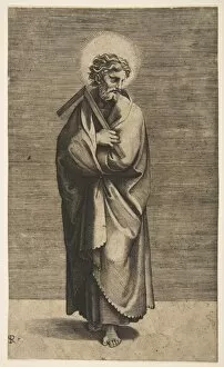 Marcantonio Gallery: Saint Thomas holding a square rule, his head turned to the right, ca. 1515-27