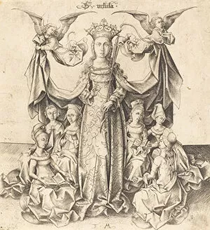 Images Dated 16th July 2021: Saint Ursula and Her Maidens, c. 1475 / 1480. Creator: Israhel van Meckenem