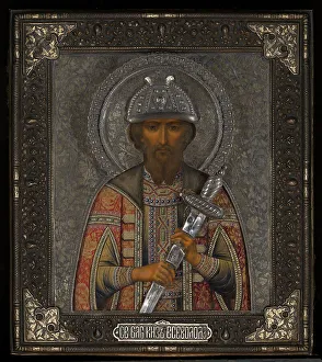 Saint Vsevolod Mstislavich, Prince of Pskov. Artist: Guryanov, Vasily Pavlovich (1867-1920) Saint Vsevolod Mstislavich, Prince of Pskov. Artist: Guryanov, Vasily Pavlovich (1867-1920)