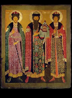Rurikid Prints: Saint Vsevolod Mstislavich, Prince of Pskov with Saints Boris and Gleb