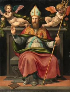 Mannerism Prints: Saint Zenobius enthroned with two cherubs